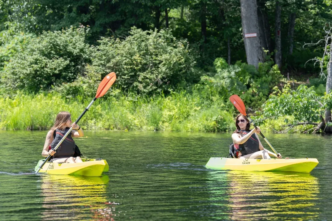 En kayak vers l'île de Tomkin